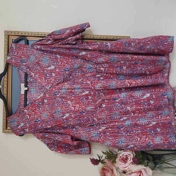 Lucky brand Cold Shoulder Blouse Size 2X Bohemian Cottagecore Feminine Career - Picture 8 of 11